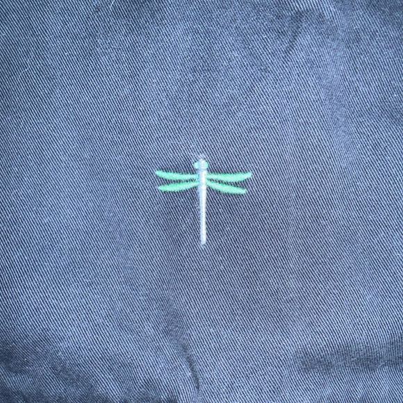 J. Crew Chino Skirt Size 8 Blue with Green Dragonfly preppy zip fly - Picture 6 of 6